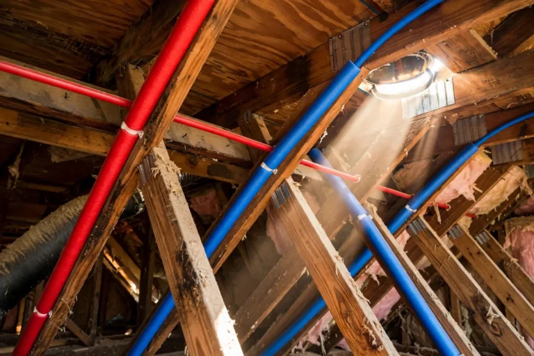 PEX reroute through attic for slab leak repair in Texas
