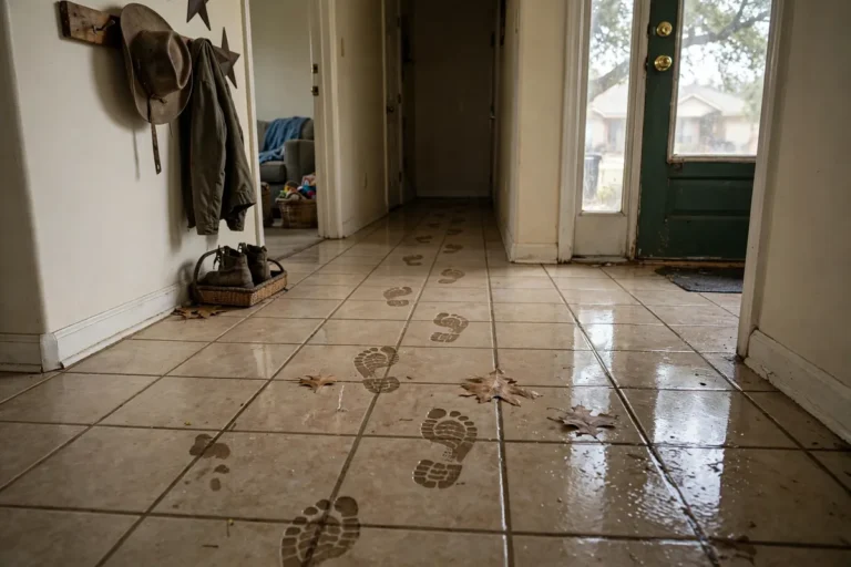 Water coming up through floor from slab leak emergency