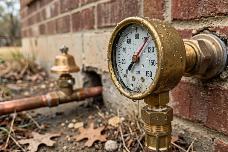 High water pressure gauge and PRV valve in Texas